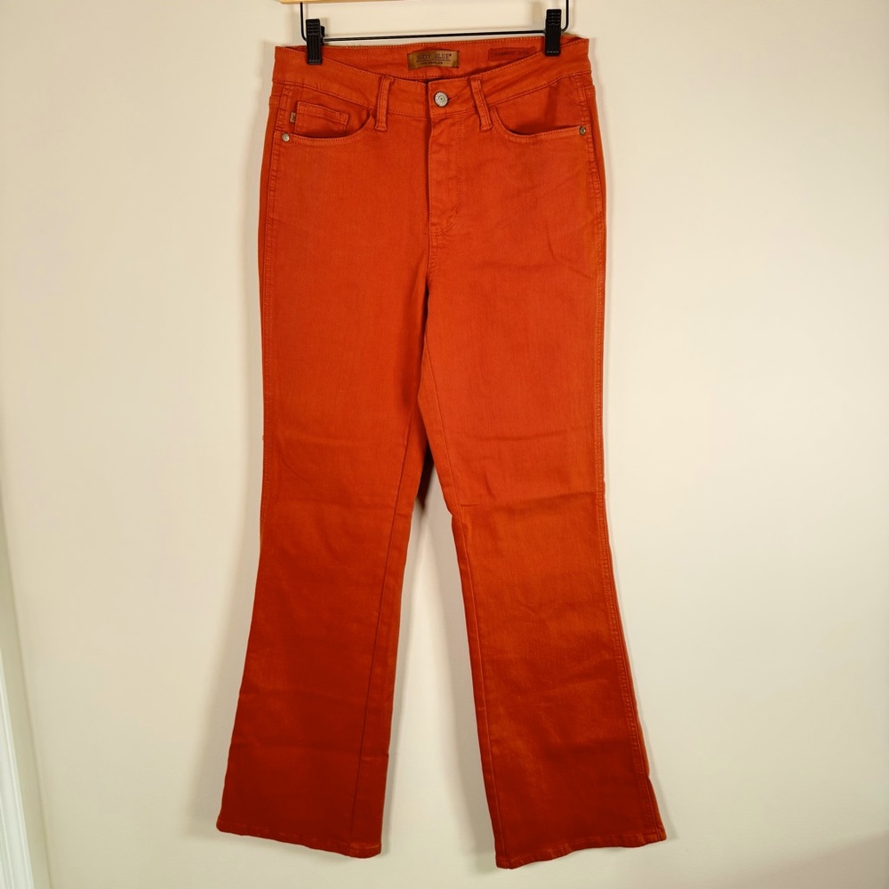 Judy Blue Garment Dyed Terracotta Orange BootCut Flare Mid Rise Denim Jeans 7/28